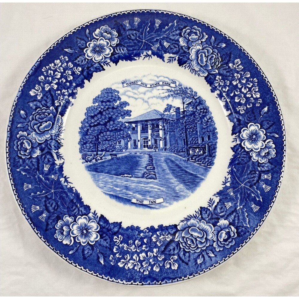 Turkey Run State Park Inn Plate Blue Jonroth Studios Old English Staffordshire